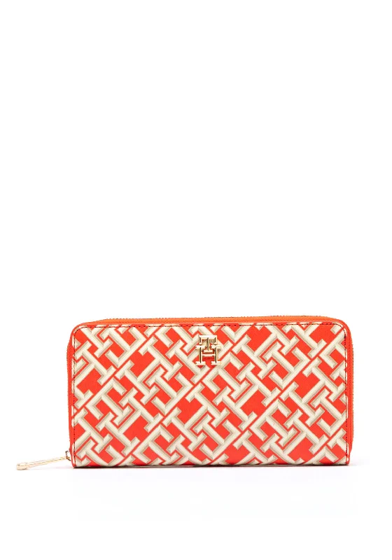 Tommy Hilfiger Monogram Print Large Zip Around Wallet, Fierce Red High-End Handbags At Affordable Prices Tommy Hilfiger Monogram Print Large Zip Around Wallet, Fierce Red High-End Handbags At Affordable Prices