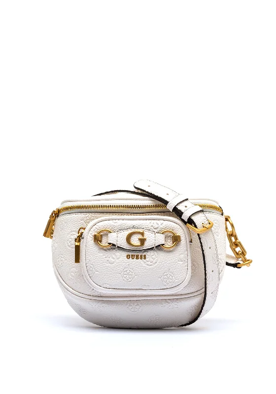 Guess Izzy Peony Mini Crossbody Bag, Stone Logo High-End Bags, Low-End Prices