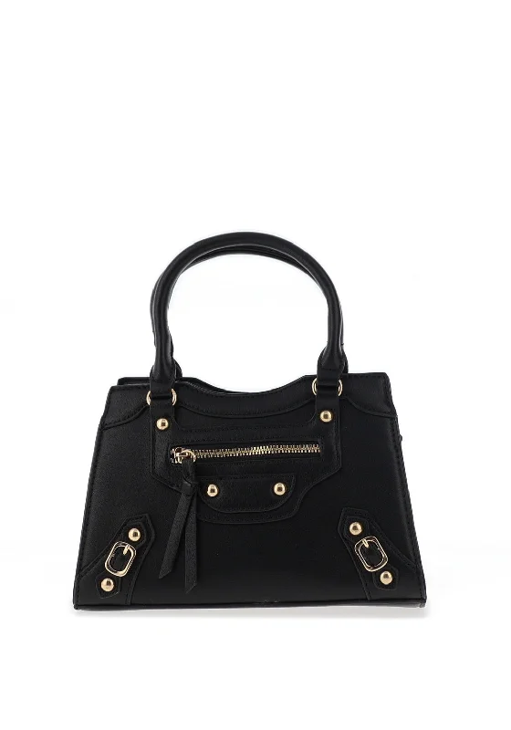 Zen Collection Faux Leather Mini Buckle Grab Bag, Black Designer Bags, Low Prices