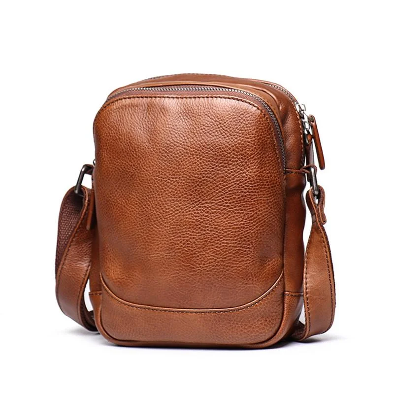 Cool Brown Leather Men's Small Vertical Side Bag Black Vertical Messenger Bag For Men Statement Bags With Exclusive Savings