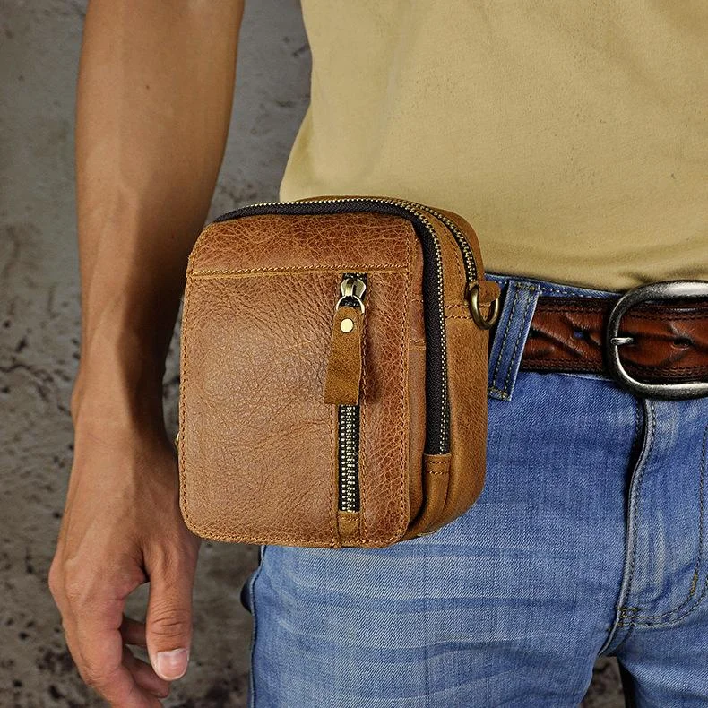 Leather Belt Pouch Mens Waist Bag Shoulder Bag for Men Chic Handbags At Special Promotional Prices