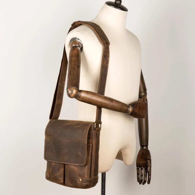 Cool Light Brown Leather 10 inches Mens Small Vertical Messenger Bags Courier Bag Postman Bag for Men Shoulder Bags, Crossbody Bags, And More On Sale Cool Light Brown Leather 10 inches Mens Small Vertical Messenger Bags Courier Bag Postman Bag for Men Shoulder Bags, Crossbody Bags, And More On Sale