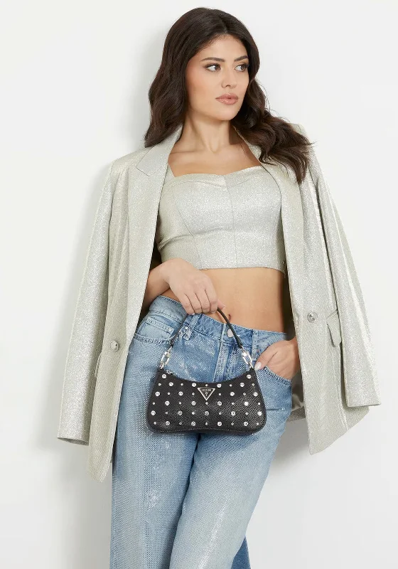Guess Liona Saffiano Mini Shoulder Bag, Black Fashion Bags With Huge Discounts