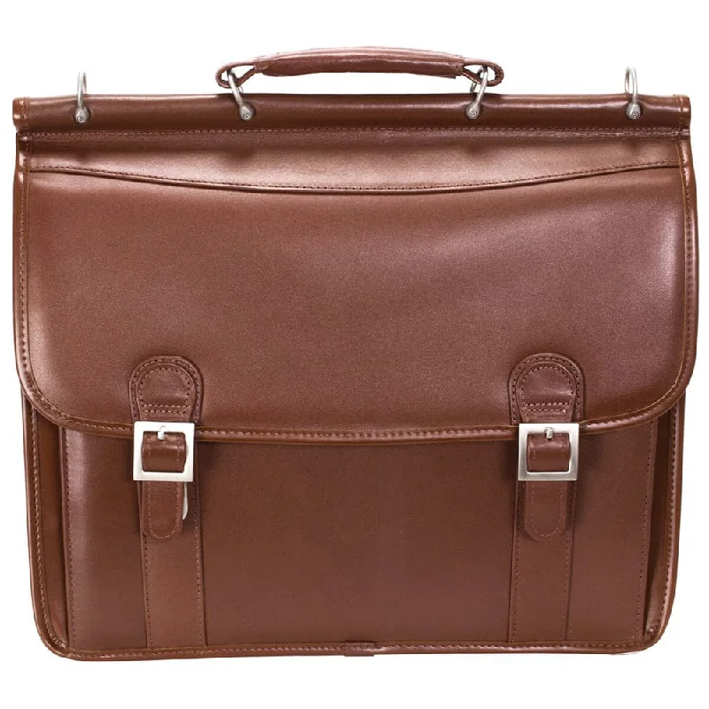 McKlein USA Halsted 15" Leather Double Compartment Laptop Briefcase Elegant Bags, Limited Stock