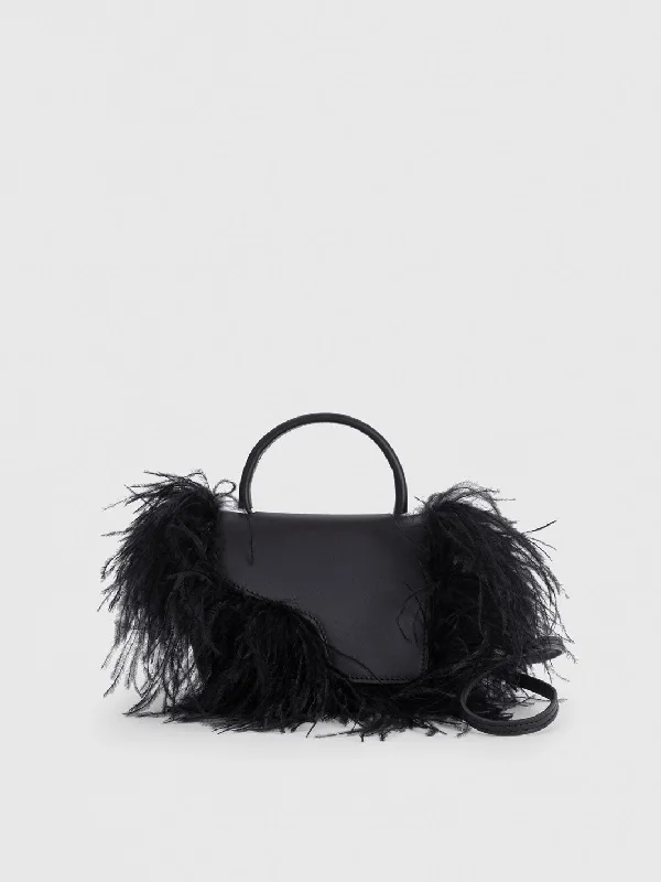 Montalcino Black Leather/Feathers Mini handbag Trendy Purses With Limited-Time Offers Montalcino Black Leather/Feathers Mini handbag Trendy Purses With Limited-Time Offers