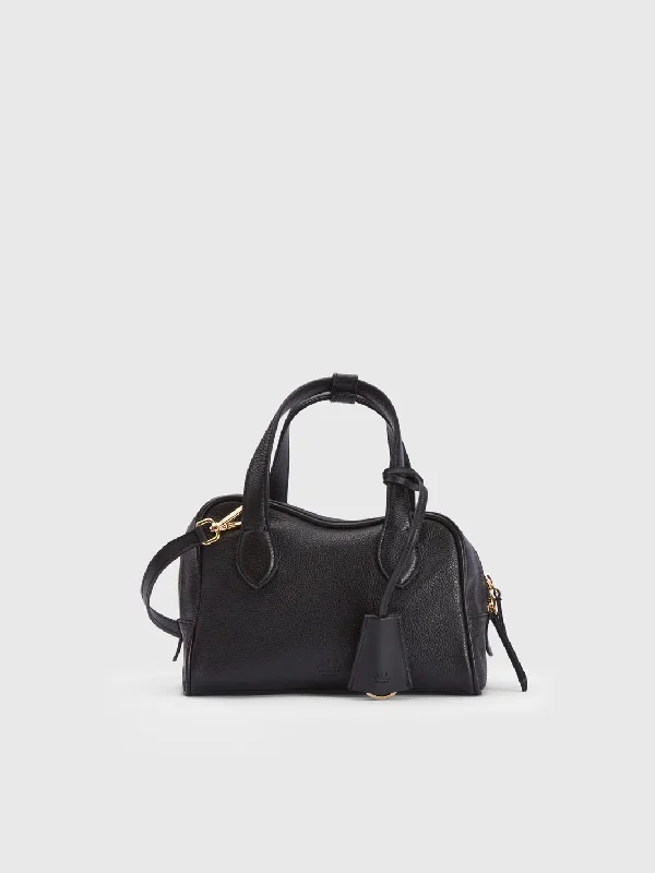 Ormelle Black Grained Leather Top handle bag Designer-Inspired Bags, Best Prices