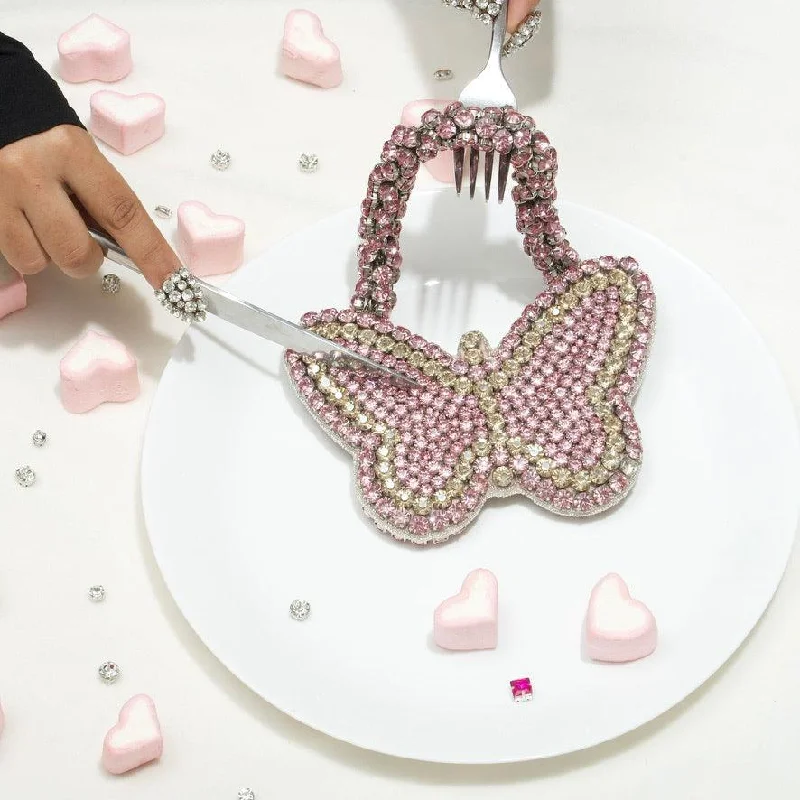 Pink & Gold Rhinestone Mini Butterfly Bag Carry Elegance For Less