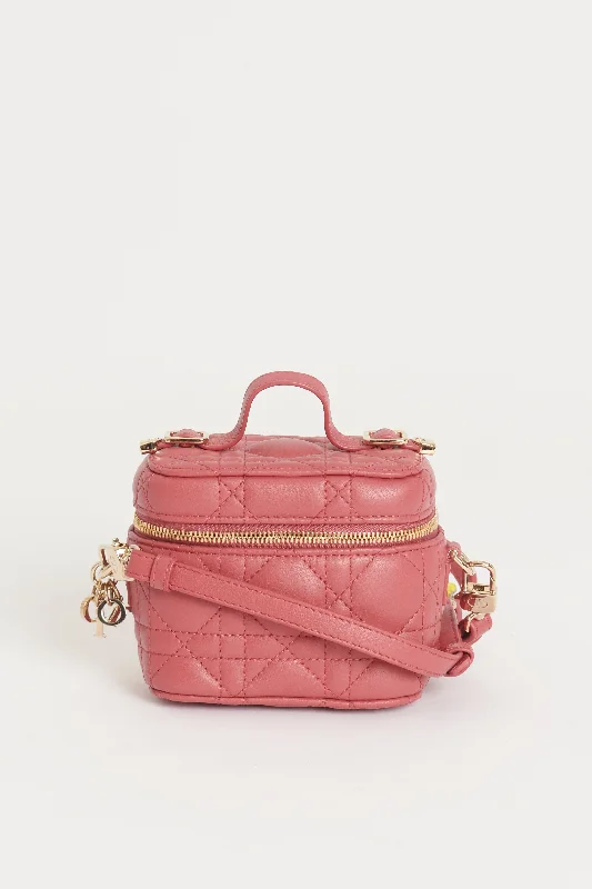 Pink Lambskin Preowned Lady Dior Micro Vanity Bag Affordable Elegance, Grab Yours