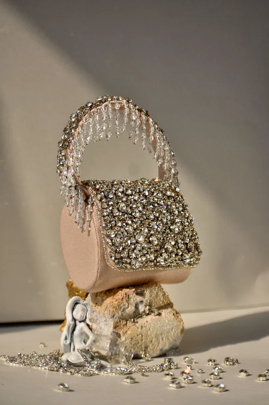 Rhinestones mini flap bag with handle Elegant Purses At Clearance Prices