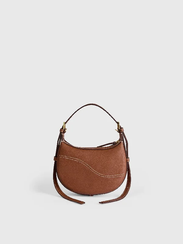 Silea Brandy/Contrast Stitch Grained Leather Mini hobo bag Luxury Totes At The Lowest Prices Of The Season Silea Brandy/Contrast Stitch Grained Leather Mini hobo bag Luxury Totes At The Lowest Prices Of The Season