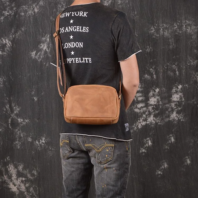 Cool Brown Leather Men's Small Shoulder Bag Messenger Bag Side Bag For Men Modern Handbags With Stylish Discounts Cool Brown Leather Men's Small Shoulder Bag Messenger Bag Side Bag For Men Modern Handbags With Stylish Discounts