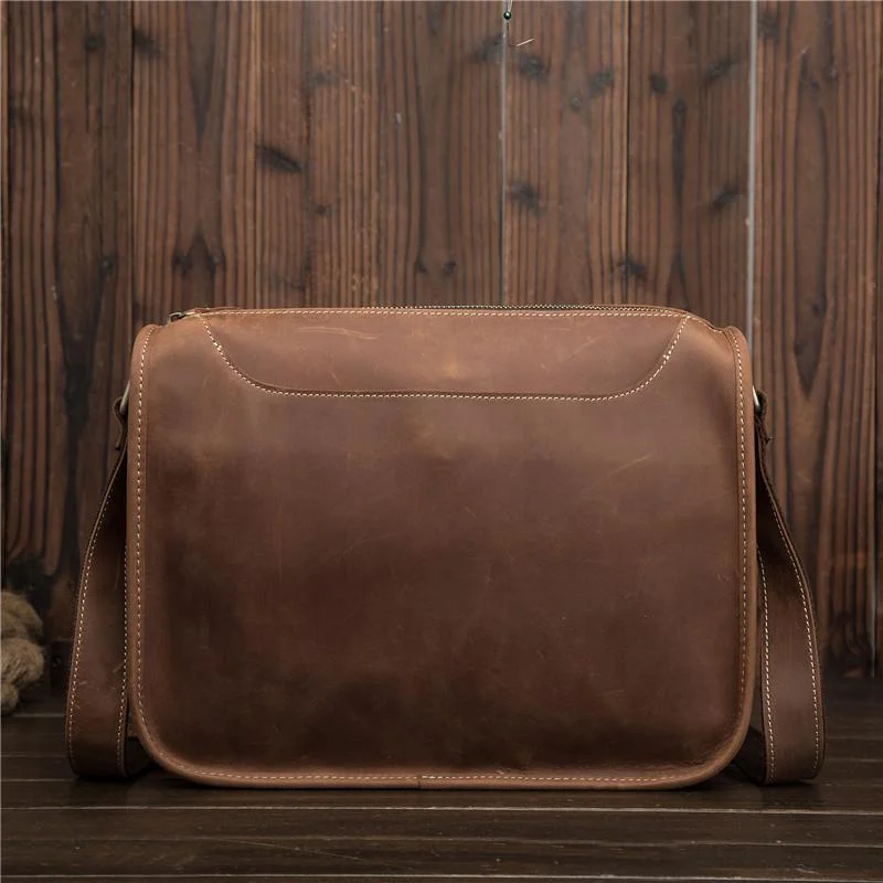 Vintage Brown Leather Men's Side Bag Coffee Courier Bag Shoulder Bag For Men The Best Handbag Offers Are Here