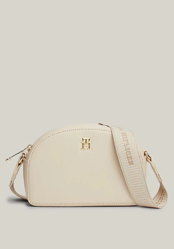 Tommy Hilfiger Corporate Logo Strap Crossbody Bag, Classic Beige Stylish Handbags With Exclusive Online Discounts
