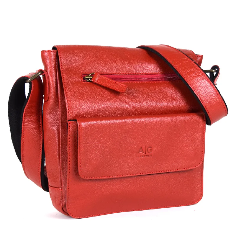 Urban Messenger Bag in Red Leather Designer Bags At Exclusive Clearance Prices