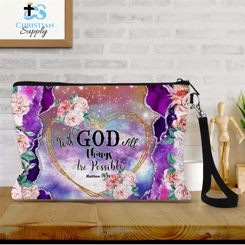 With God All Things are Possible 2 Wristlet Elegant Bags, Limited Stock Available