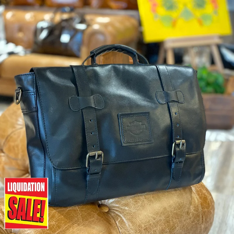 Wyoming Portfolio Briefcase in Black Leather - Harley logo - FINAL SALE - no exchange - 45% off Upgrade Your Look With Our Exclusive Bag Deals Wyoming Portfolio Briefcase in Black Leather - Harley logo - FINAL SALE - no exchange - 45% off Upgrade Your Look With Our Exclusive Bag Deals