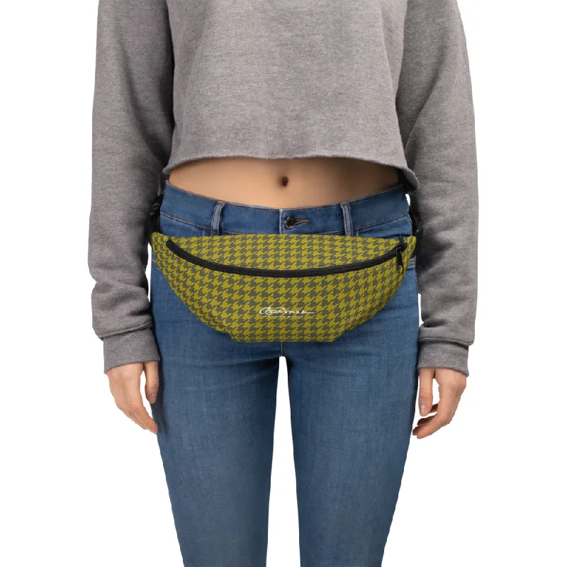 Olive Houndstooth Fanny Pack Designer Bags At Low Prices
