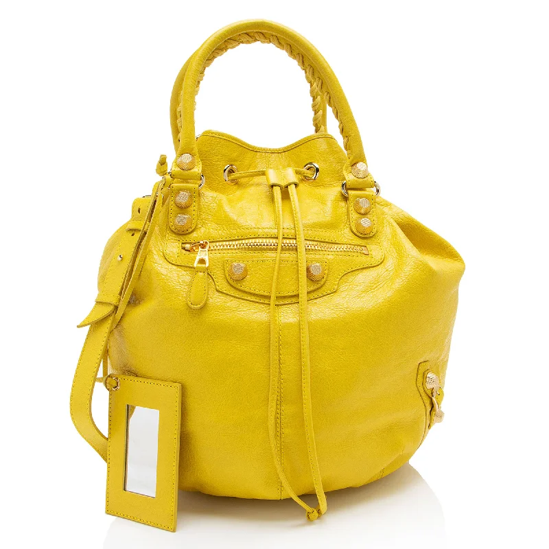 Balenciaga Agneau Giant 12 Pompon Satchel (SHF-PVMGgY) Don't Miss Out – Handbag Discounts