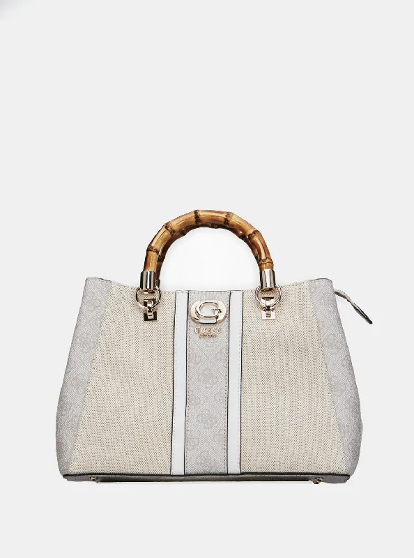 Beige Logo Kerima Bamboo Satchel Bag Affordable Elegance, Grab Yours