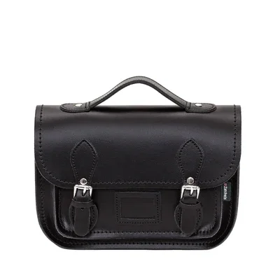 Leather Midi Satchel - Black Seasonal Sale On Trendy Handbags