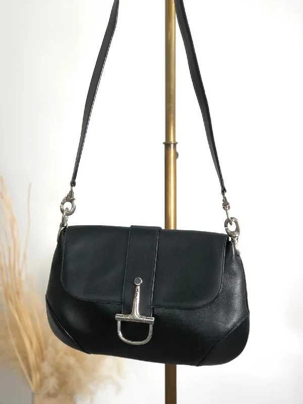 CELINE Horse Bit Shoulder bag Black Vintage gmhk6b Fashion Bags, Limited Offer