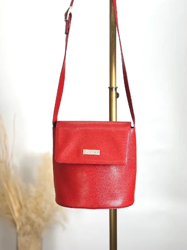 CELINE Logo Shoulder bag Red Vintage pzggnu Don't Miss Out – Handbag Discounts