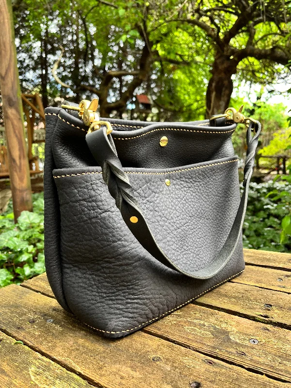 Emma Shoulder Bag in Classic Black Distressed Bison Elegant Totes At Limited-Time Prices Emma Shoulder Bag in Classic Black Distressed Bison Elegant Totes At Limited-Time Prices