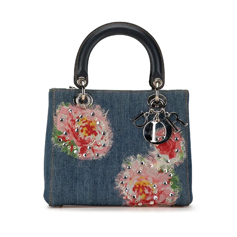 Dior Medium Denim Floral Embellished Lady Dior (SHG-9x1Q2j) Stylish And Durable Handbags At Great Value