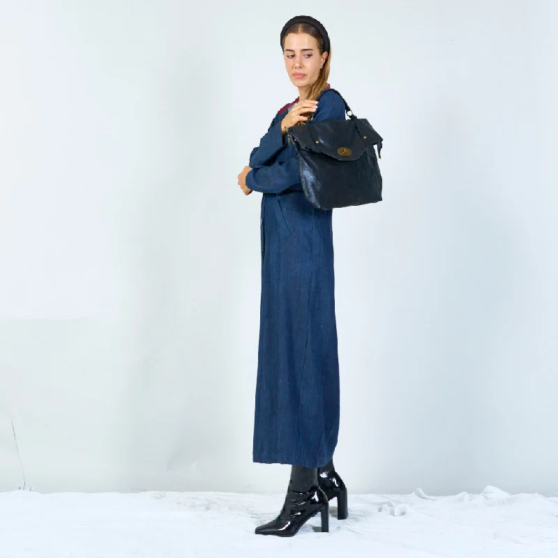 Distressed leather shoulder bag with brass accents wholesale Fashion Bags, Huge Savings