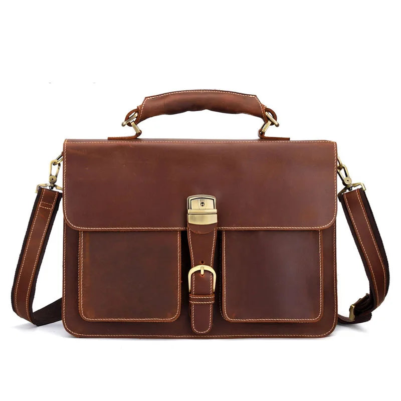 Retro Large Capacity  Top Layer Leather Laptop Bag - Crazy Horse Skin - 15 inch Computer Messenger Bag. Unmissable Deals On High-Quality Designer Bags