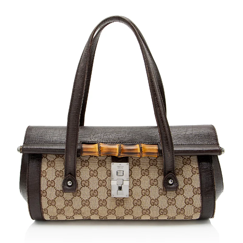 Gucci GG Canvas Bamboo Bullet Medium Satchel (SHF-QsKk05) Iconic Handbags At Budget-Friendly Prices