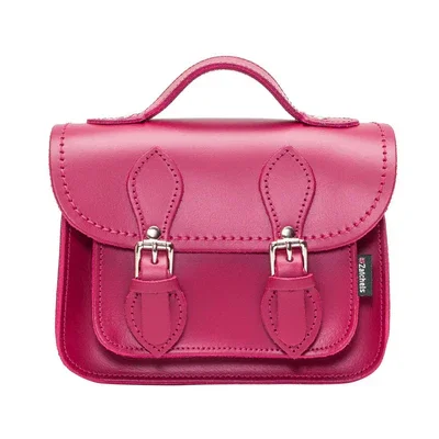 Handmade Leather Micro Satchel - Magenta Fashion Bags With Huge Discounts
