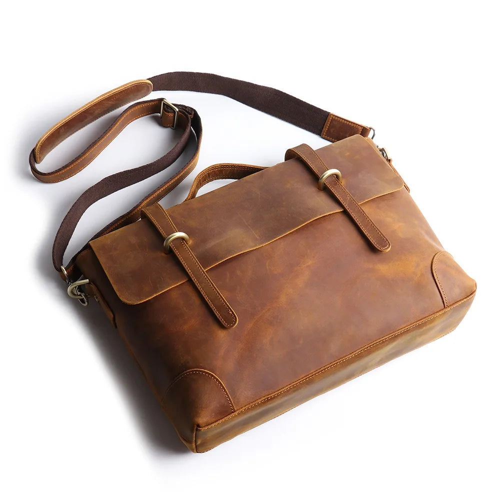 Highend A4 Vintage Brown Genuine Crazy Horse Leather 14'' Laptop Portfolio Messenger Bag. Stylish And Functional Bags Now At Reduced Rates Highend A4 Vintage Brown Genuine Crazy Horse Leather 14'' Laptop Portfolio Messenger Bag. Stylish And Functional Bags Now At Reduced Rates