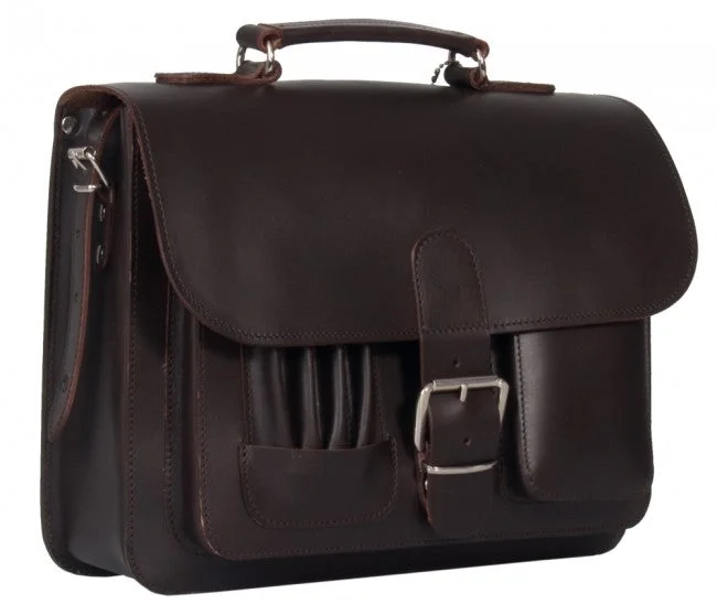 MAYFAIR VEGETABLE TANNED DARK BROWN LEATHER SMALL SATCHEL / BACKPACK Designer Bags, Low Prices