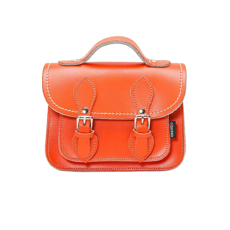 Handmade Leather Micro Satchel - Orange Premium Handbags At Budget-Friendly Prices
