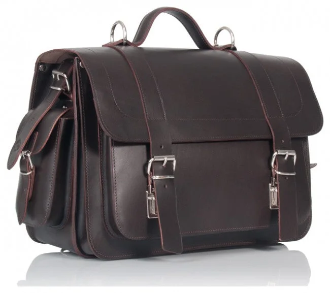 PIMLICO NATURAL VEGETABLE TANNED DARK BROWN LEATHER SATCHEL / BACKPACK Statement Handbags At Unbeatable Discounts